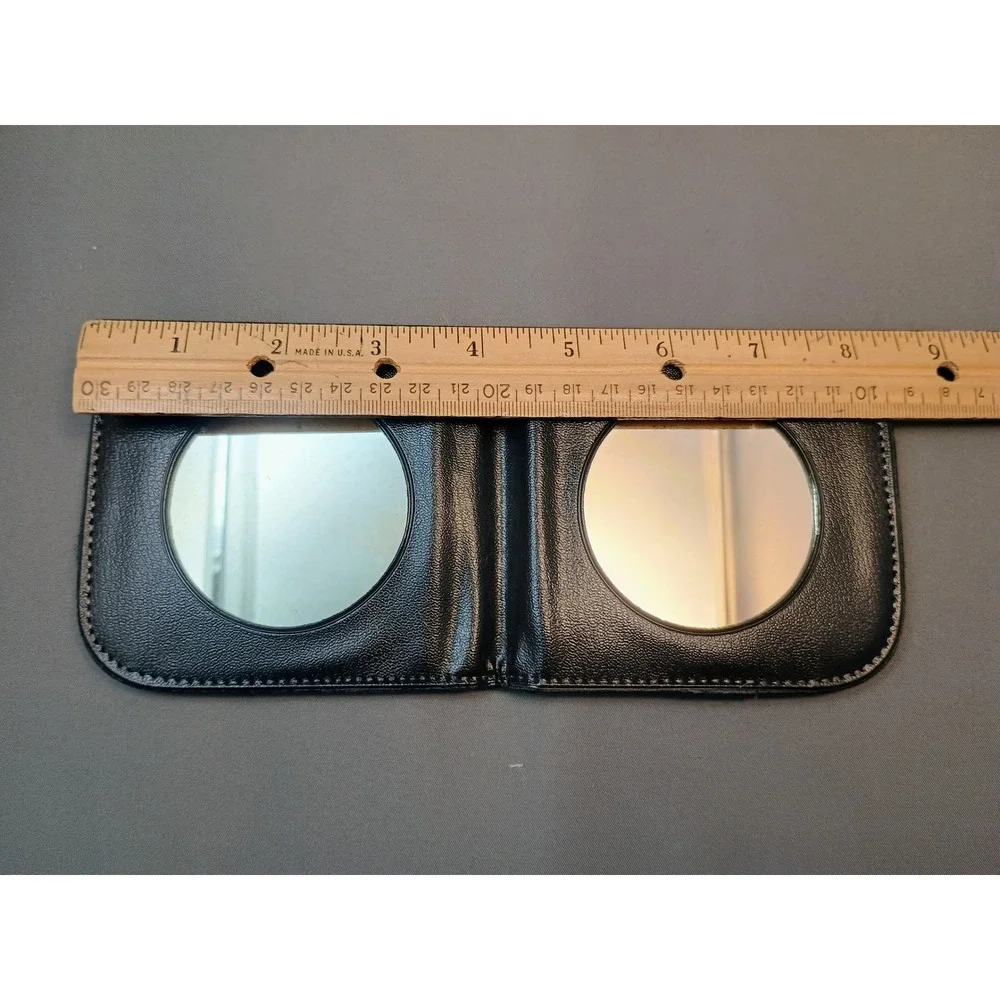Vtg 80s Red Terry Cloth Folding Compact Mirror IMAGES Logo Black‎ Vinyl Trim